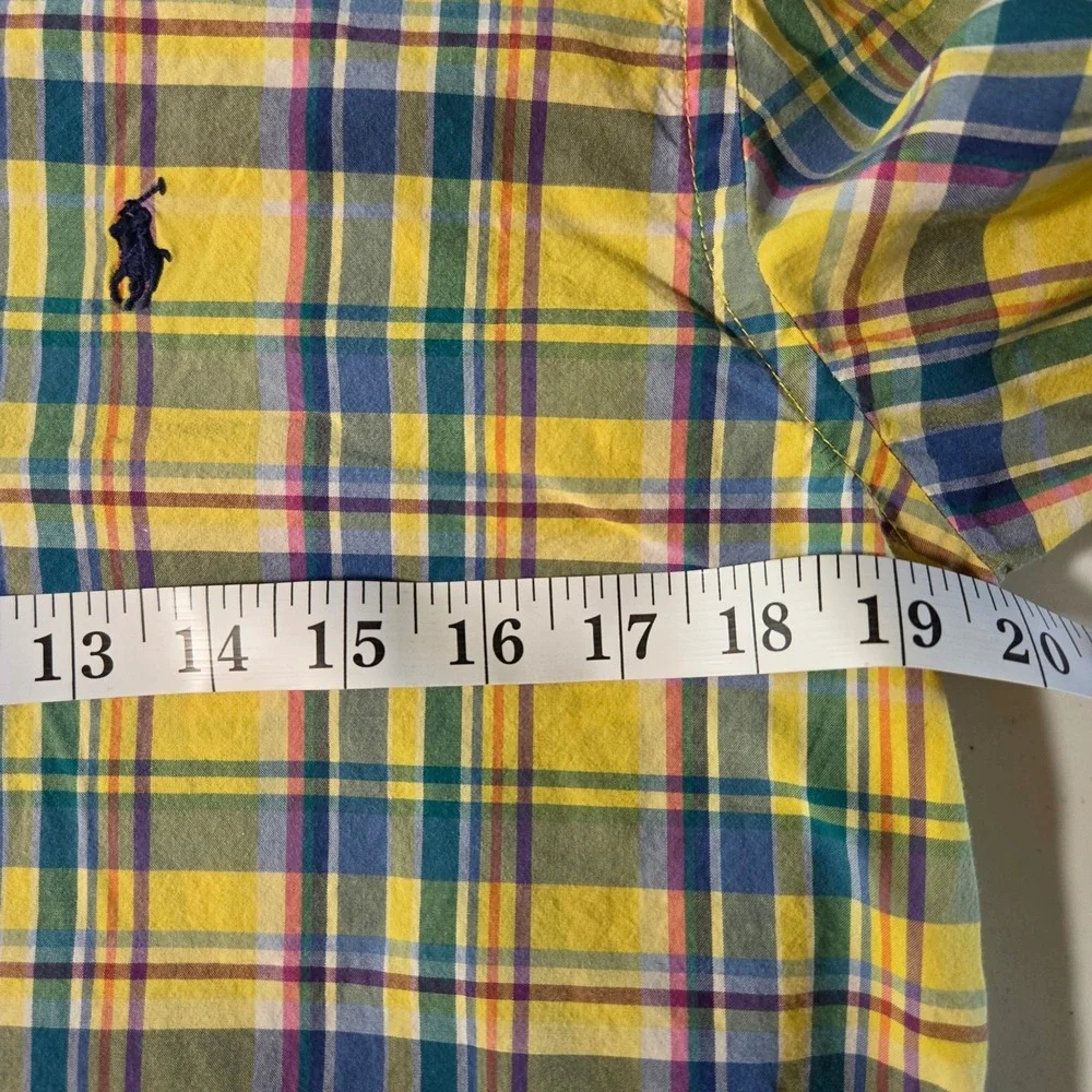 Ralph Lauren Boys XL 18-20 Yellow Blue Plaid Button Down‎ Long Sleeve Shirt